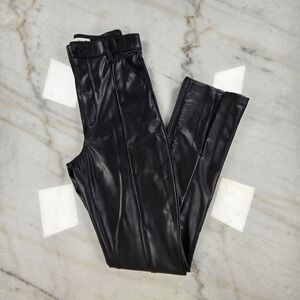 Abercrombie & Fitch Faux Leather Pants Womens 28 6L Black Skinny Slit Hem Edgy
